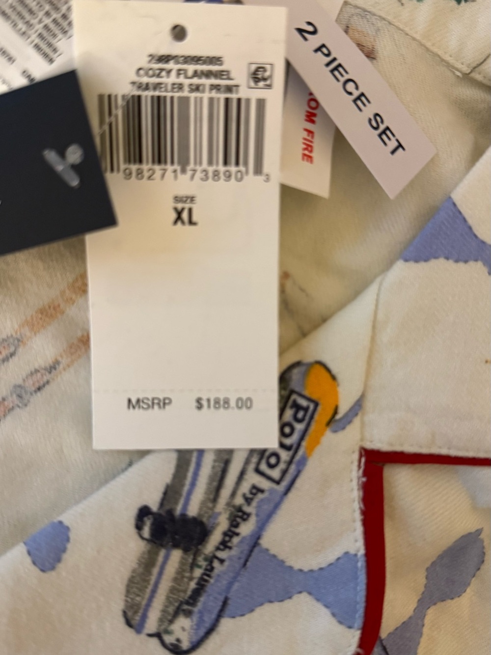 🛍🛍 BRAND NEW!! POLO RALPH LAUREN COZY FLANNEL TRAVELER SKI PRINT 2-PC PJs - Picture 7 of 8